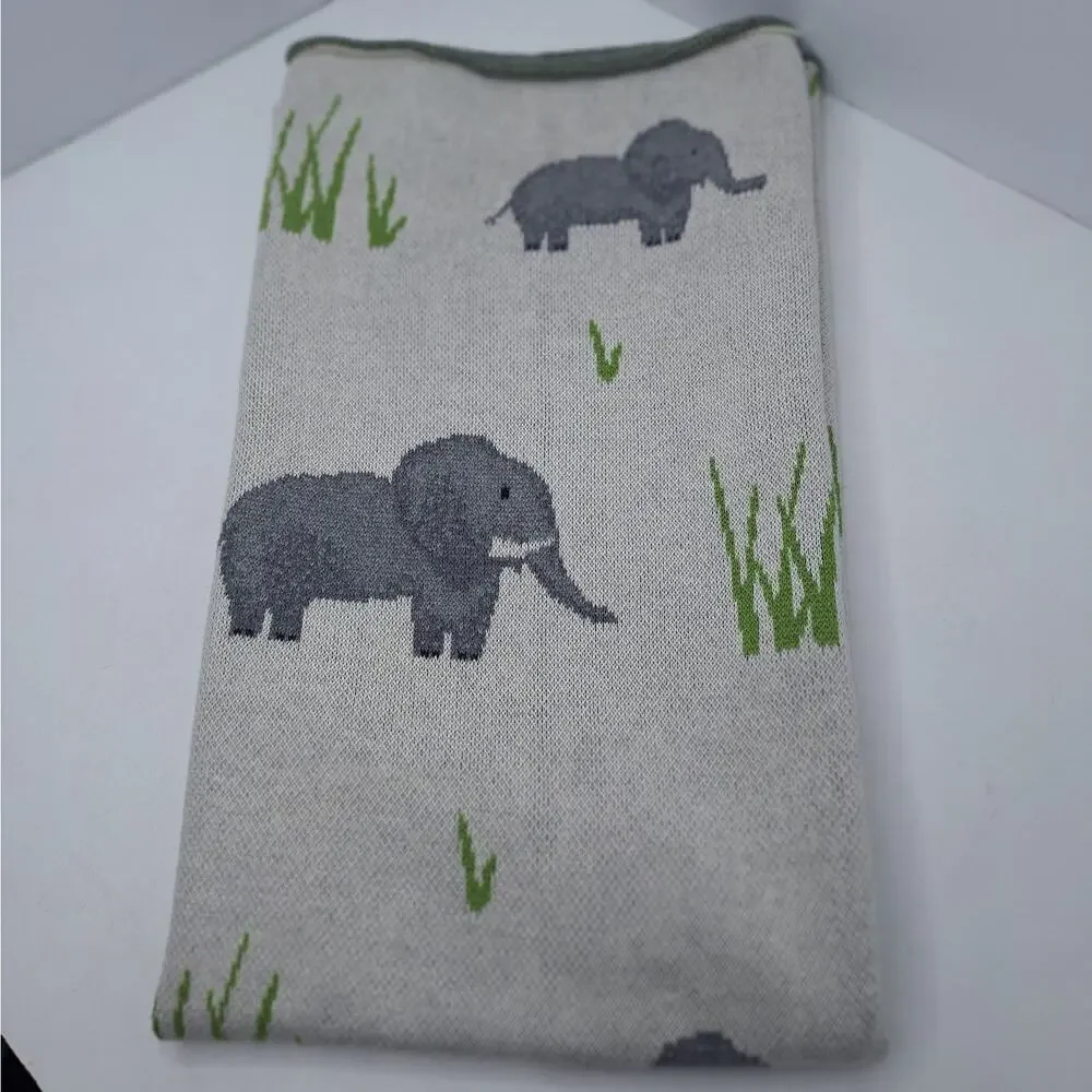 Anthropologie Zulu Safari Baby Blanket Elephant Cotton 32